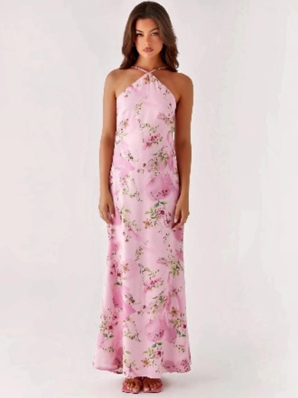 Peppermayo Floral Halter Maxi Dress in Pink Size XS Like New